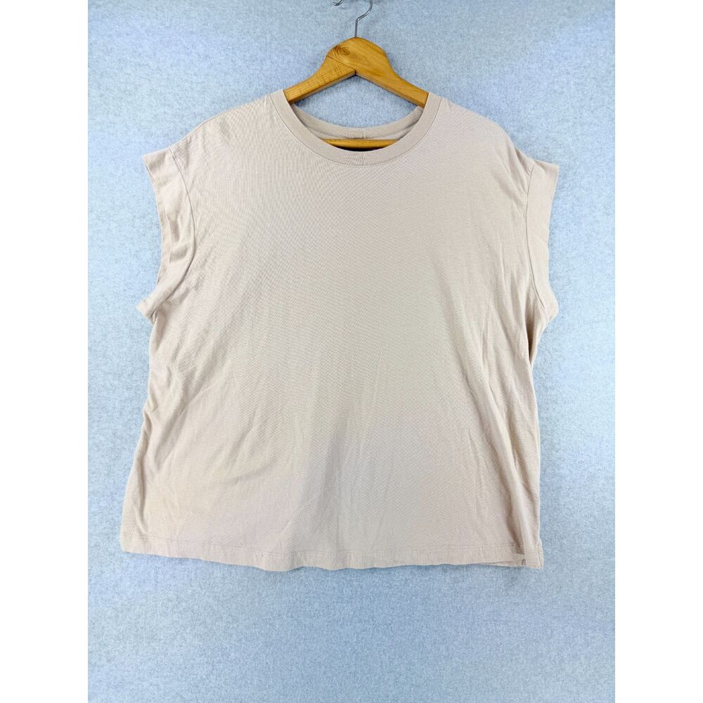 A New Day Women’s XXL Beige Cotton Modal Sleeveless Muscle Tee Top 3652